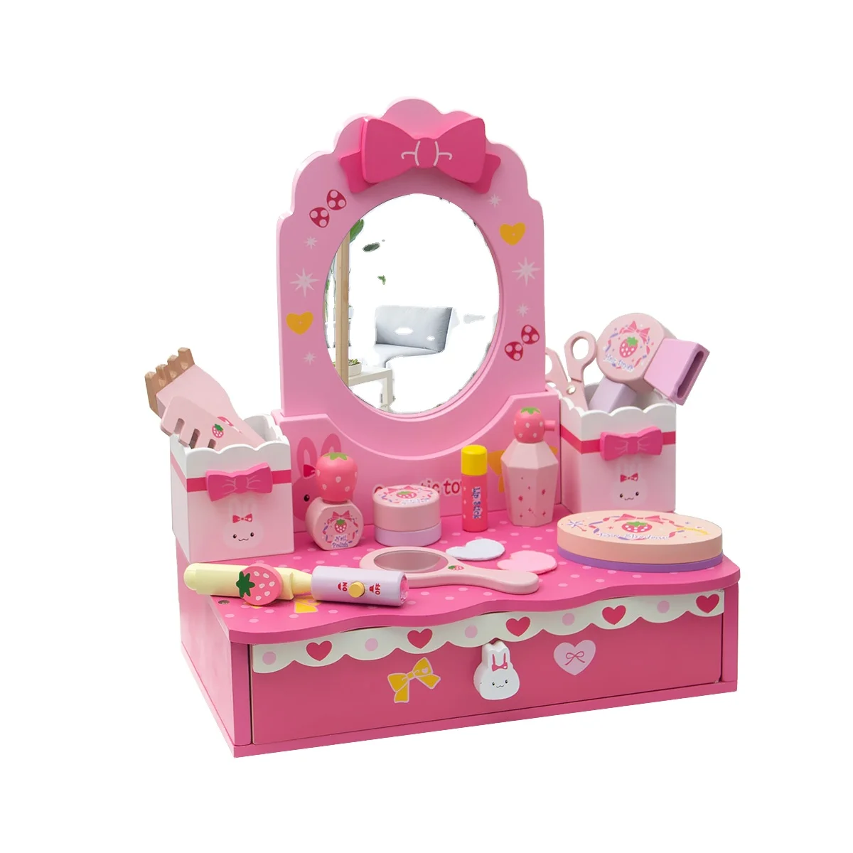 Pretend Play Set Kids Makeup Dresser Toy Bring Mirror Wooden Children's Dressing Table
Pretend Play Set Kids Makeup Dresser Toy Bring Mirror Wooden Children's Dressing Table