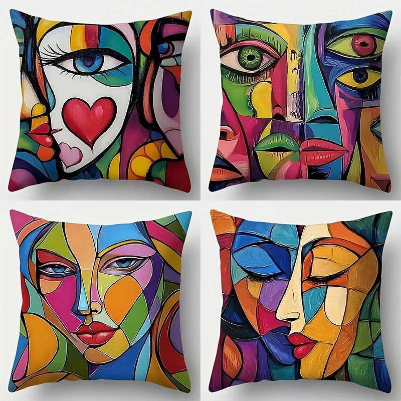 4PC Sofa Pillowcase Colorful Impressionist Pattern Mask Single-sided Printing Home Decor Sofa Lumbar Pillowcase No Insert
4PC Sofa Pillowcase Colorful Impressionist Pattern Mask Single-sided Printing Home Decor Sofa Lumbar Pillowcase No Insert
