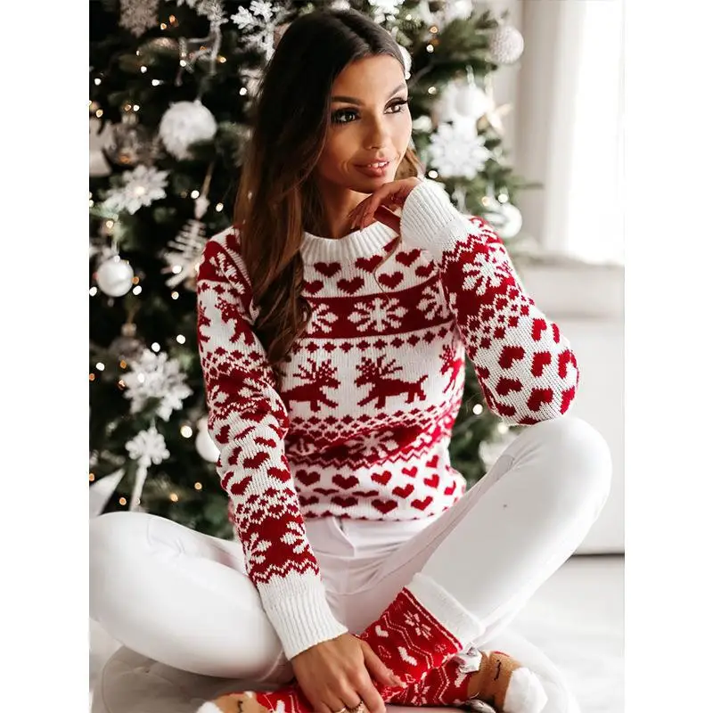 Vintage Christmas Sweater Elk Long Sleeve Knit Sweater Women's Winter Crew Neck Long Sleeve Snow Pullover
Vintage Christmas Sweater Elk Long Sleeve Knit Sweater Women's Winter Crew Neck Long Sleeve Snow Pullover
