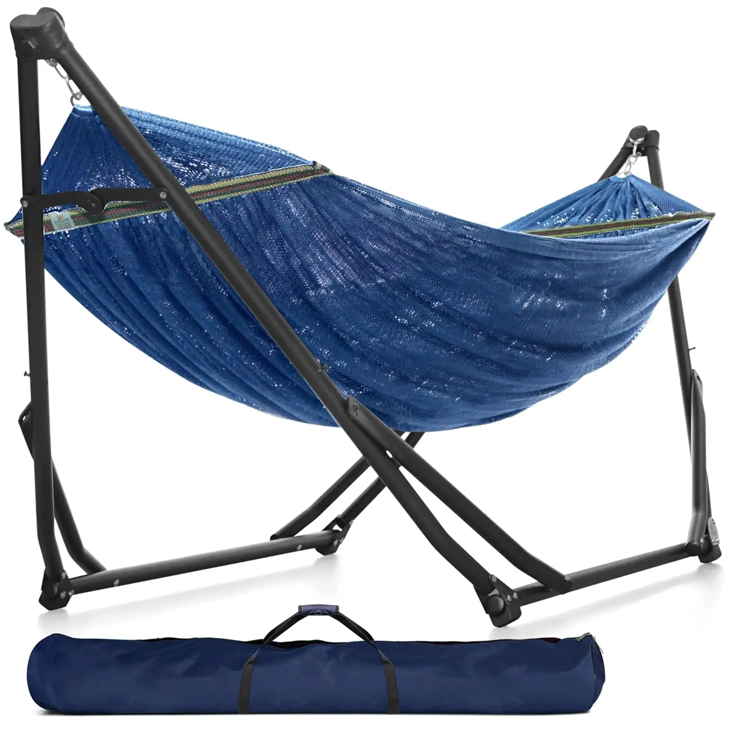 Heavy Duty Foldable Hammock with Stand 600lbs Soft Polyester Indoor Outdoor Aegean Blue Customized
Heavy Duty Foldable Hammock with Stand 600lbs Soft Polyester Indoor Outdoor Aegean Blue Customized