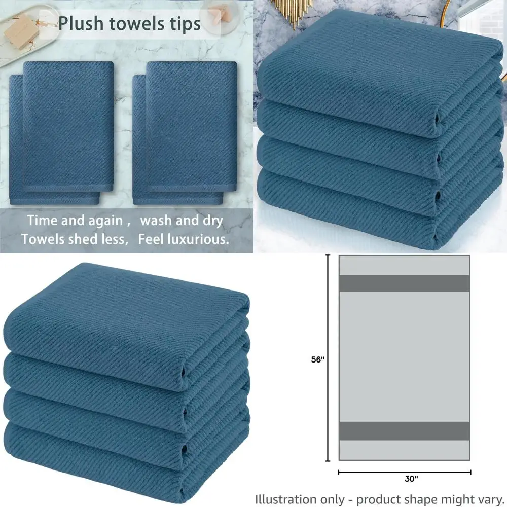 Набор из 4 больших хлопковых банных полотенец — 30 x 56, мягкие, впитывающие, быстросохнущие, джинсовые, синие, роскошные предметы первой необходимости для ванной комнаты
Набор из 4 больших хлопковых банных полотенец — 30 x 56, мягкие, впитывающие, быстросохнущие, джинсовые, синие, роскошные предметы первой необходимости для ванной комнаты