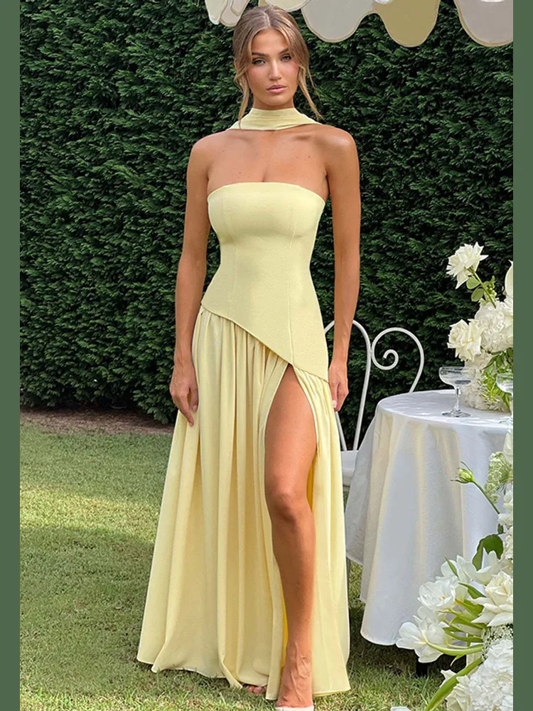 Elegant Ribbon Corset Long Dress Womens Strapless High Waist Pleated Dresses 2025 Summer Yellow Evening Party Wedding Guest New
Elegant Ribbon Corset Long Dress Womens Strapless High Waist Pleated Dresses 2025 Summer Yellow Evening Party Wedding Guest New