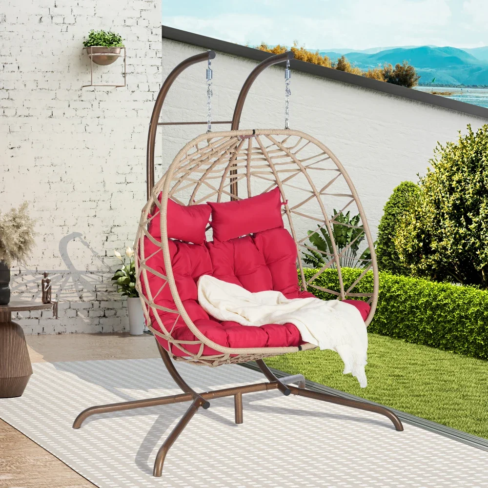 Double Egg Chair With Stand Hanging Indoor Outdoor Wicker Rattan Patio Basket Egg Swing Chair Hammock Egg Chairs With UV Resista
Double Egg Chair With Stand Hanging Indoor Outdoor Wicker Rattan Patio Basket Egg Swing Chair Hammock Egg Chairs With UV Resista