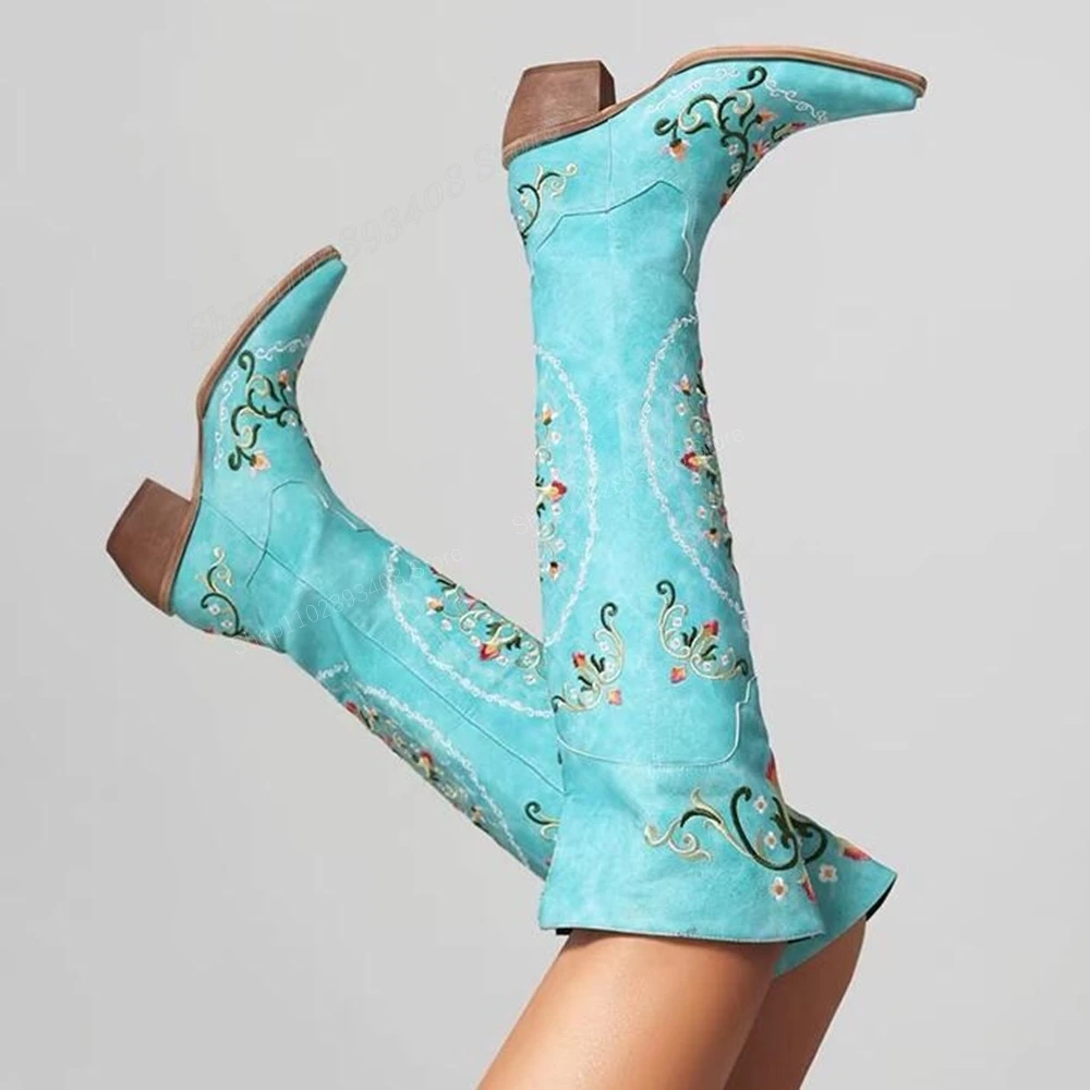 Lake Blue Embroidery Western Mid Calf Boots Flower Pointed Toe Knight Boots Chunky Heel Women Shoes 2023 Zapatos Para Mujere
Lake Blue Embroidery Western Mid Calf Boots Flower Pointed Toe Knight Boots Chunky Heel Women Shoes 2023 Zapatos Para Mujere