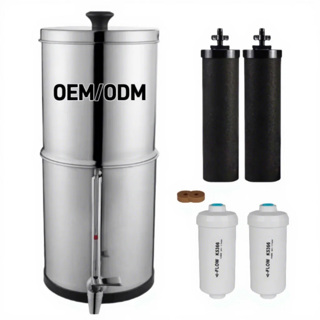 2-Stage Stainless Steel Countertop Gravity Water Filter, Manual for Home & Outdoor Use
2-Stage Stainless Steel Countertop Gravity Water Filter, Manual for Home & Outdoor Use