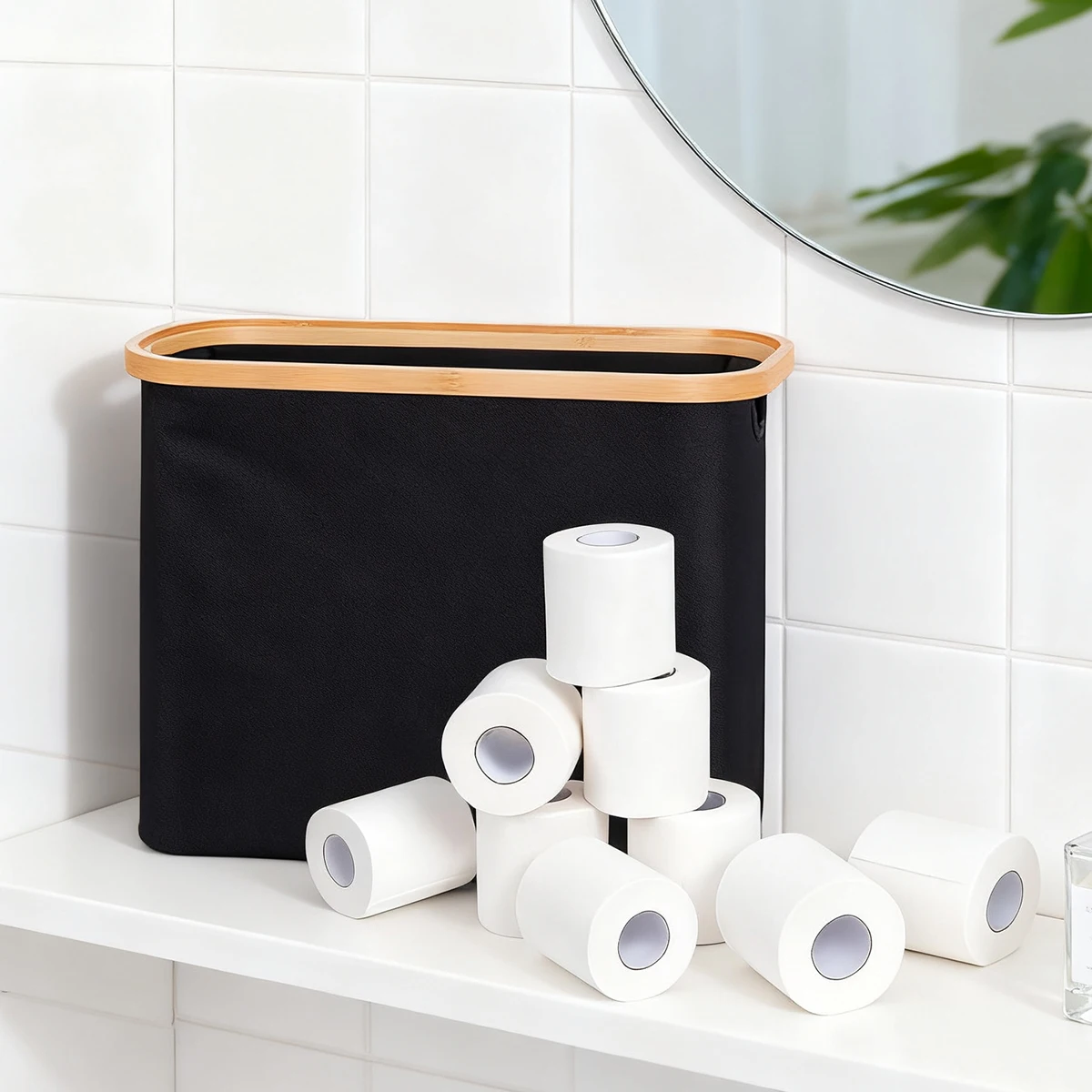 Waterproof Stackable Toilet Paper Storage Basket with Bamboo Lid, Holds Mega Rolls, Foldable Design for Bathroom & Kitchen
Waterproof Stackable Toilet Paper Storage Basket with Bamboo Lid, Holds Mega Rolls, Foldable Design for Bathroom & Kitchen