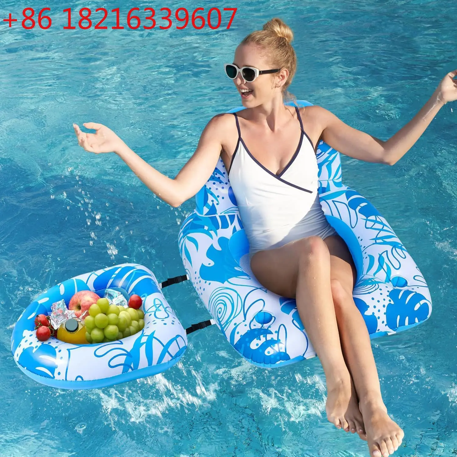 Adult swimming pool floating lounge chair PVC inflatable segmented floating row, pool leisure chair with cup holder backrest
Adult swimming pool floating lounge chair PVC inflatable segmented floating row, pool leisure chair with cup holder backrest