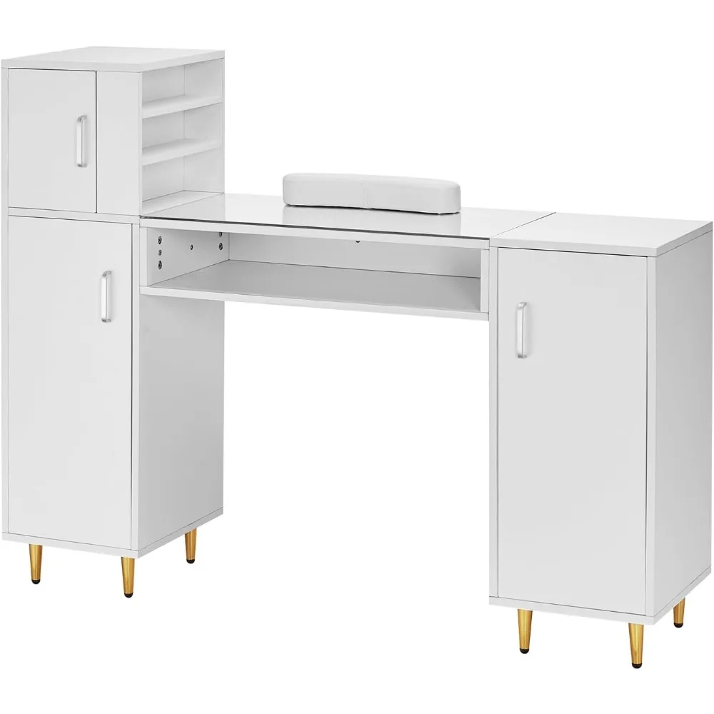 Manicure Table, Glass Top Desk Makeup Dressing Station with Storage Cabinets, Acetone-Resistant Nail Tech Table
Manicure Table, Glass Top Desk Makeup Dressing Station with Storage Cabinets, Acetone-Resistant Nail Tech Table