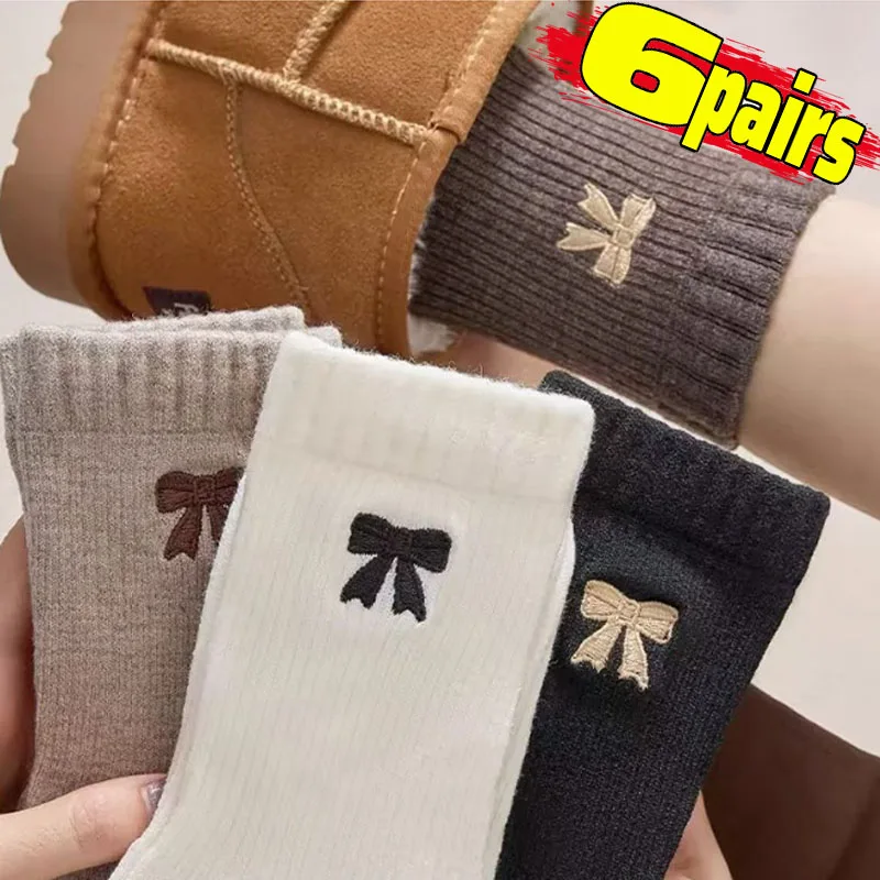 Autumn Winter Bow Thermal Women's Socks Retro Fleece Cotton Warm Mid Calf Socks Breathable Comfort Thicken Cozy Home Floor Socks
Autumn Winter Bow Thermal Women's Socks Retro Fleece Cotton Warm Mid Calf Socks Breathable Comfort Thicken Cozy Home Floor Socks