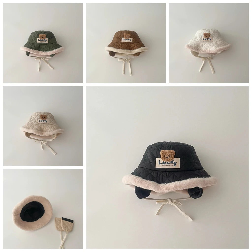 Korean Baby Boys Girls Hat Winter Bear Warm Tie Up Windproof Warm Thick Children's Basin Hat Baby Accessories Newborn Kids Caps
Korean Baby Boys Girls Hat Winter Bear Warm Tie Up Windproof Warm Thick Children's Basin Hat Baby Accessories Newborn Kids Caps