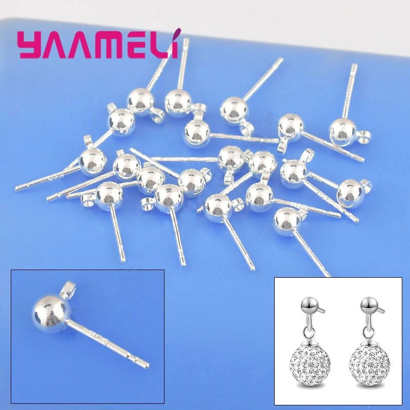 100PCS Lot Wholesale 925 Fine Jewellery Findings Real Pure 925 Sterling Silver Stud Earring Ear Pin 3MM Ball Beads Head
100PCS Lot Wholesale 925 Fine Jewellery Findings Real Pure 925 Sterling Silver Stud Earring Ear Pin 3MM Ball Beads Head