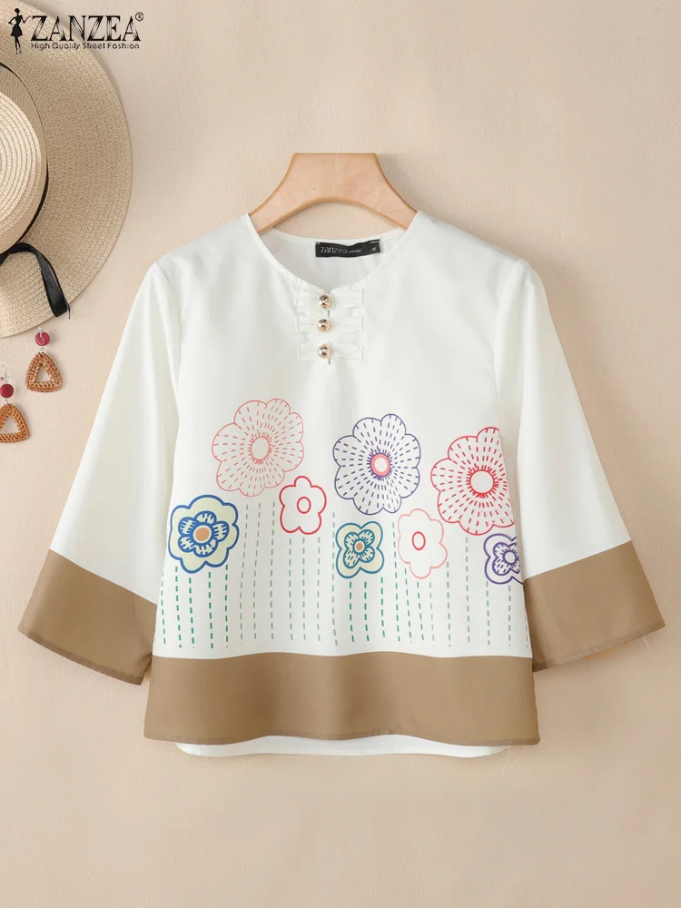 Casual Loose 3/4 Flare Sleeve Tops Women Vintage Chiffon Blouse O-neck Printed Blusas Casual OL Work Tunic ZANZEA 2025 Summer
Casual Loose 3/4 Flare Sleeve Tops Women Vintage Chiffon Blouse O-neck Printed Blusas Casual OL Work Tunic ZANZEA 2025 Summer
