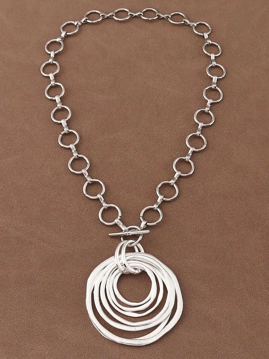 Oversized Hollow Multi-Layer Asymmetric Round Pendant Chunky Chain Necklace For Women
Oversized Hollow Multi-Layer Asymmetric Round Pendant Chunky Chain Necklace For Women