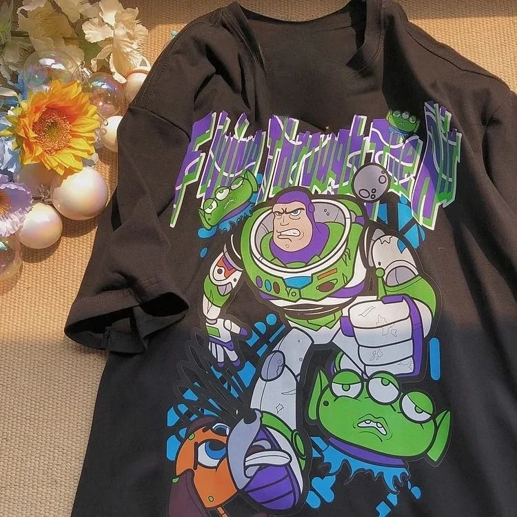 Plus Size American Retro Space Loose Short Sleeved T-shirt for Women with Meat Covering Cartoon 100%Pure Cotton
Plus Size American Retro Space Loose Short Sleeved T-shirt for Women with Meat Covering Cartoon 100%Pure Cotton