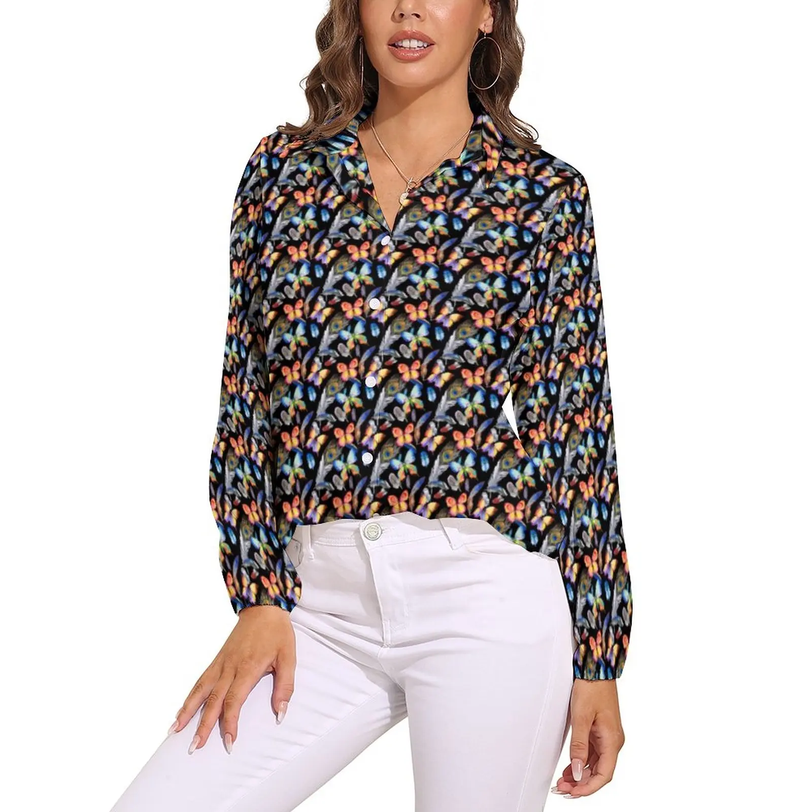 Watercolor Butterfly Blouse Animal Print Elegant Custom Blouses Female Street Style Shirt Summer Long-Sleeve Oversized Top
Watercolor Butterfly Blouse Animal Print Elegant Custom Blouses Female Street Style Shirt Summer Long-Sleeve Oversized Top