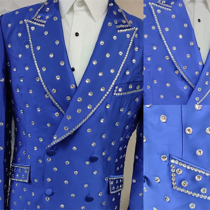 Luxury Crystal Men Suits Set Wedding Tuxedo 2 Pieces Blazer+Pants Custom Made Prom Dress Male Royal Blue Party Coat Jacket
Luxury Crystal Men Suits Set Wedding Tuxedo 2 Pieces Blazer+Pants Custom Made Prom Dress Male Royal Blue Party Coat Jacket