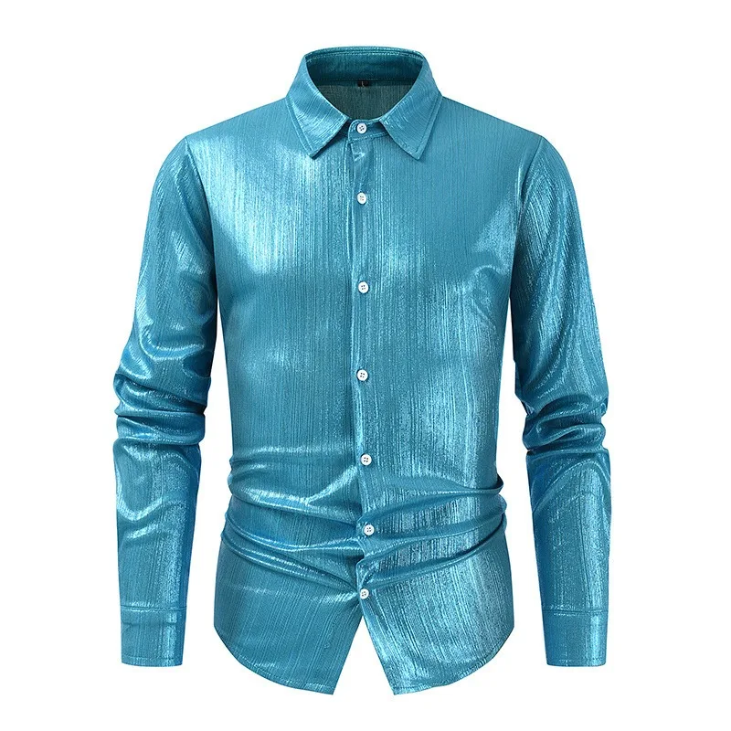Summer New Men's Casual Fashion Versatile Personality Simple Lapel Glossy Long-sleeved Shirt
Summer New Men's Casual Fashion Versatile Personality Simple Lapel Glossy Long-sleeved Shirt