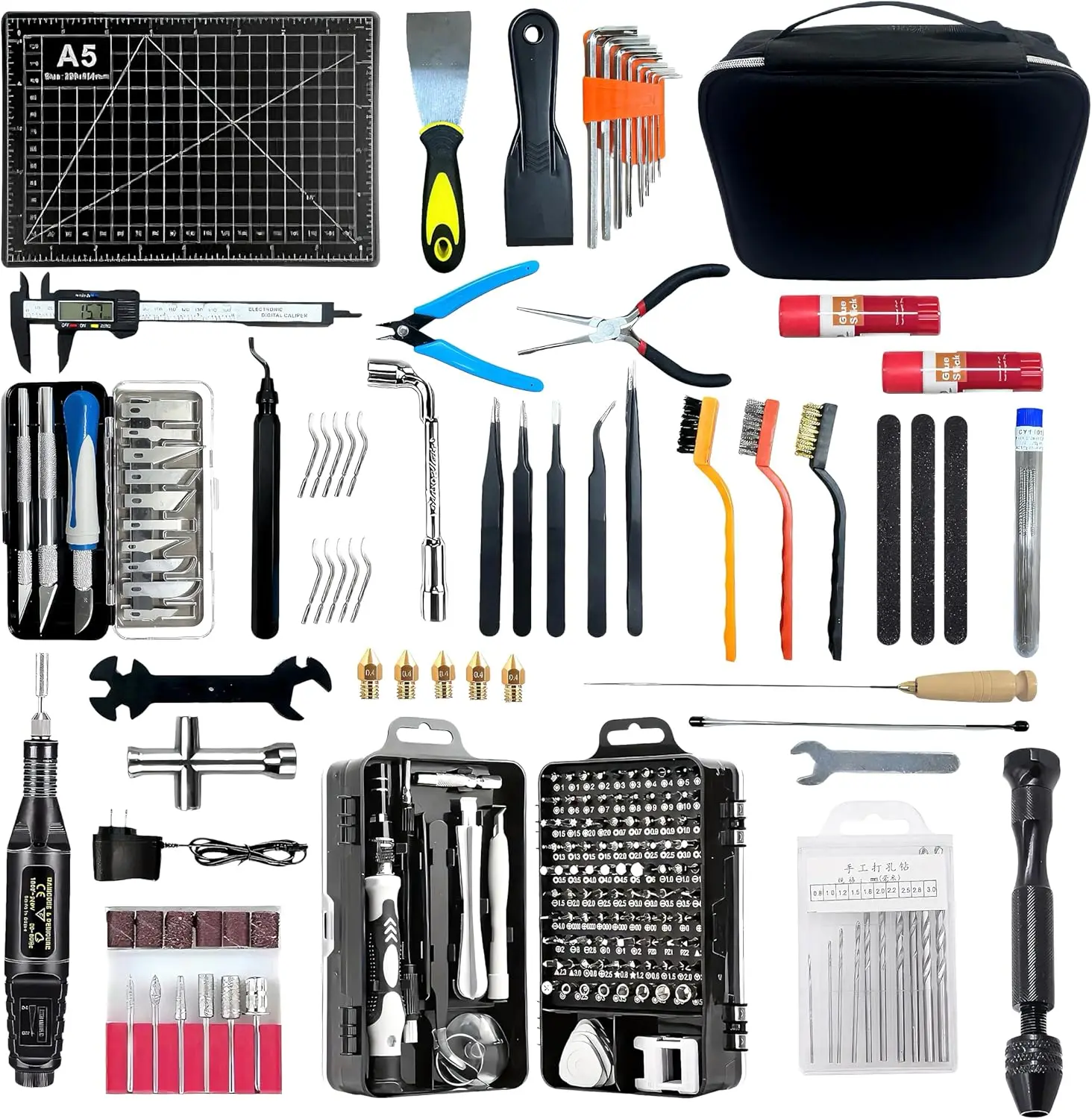 214 PCS 3D Printer Tools Kit with Password Lock Storage Bag, Includes Removing, Cleaning, Preprocessing & Finishing Accessories
214 PCS 3D Printer Tools Kit with Password Lock Storage Bag, Includes Removing, Cleaning, Preprocessing & Finishing Accessories