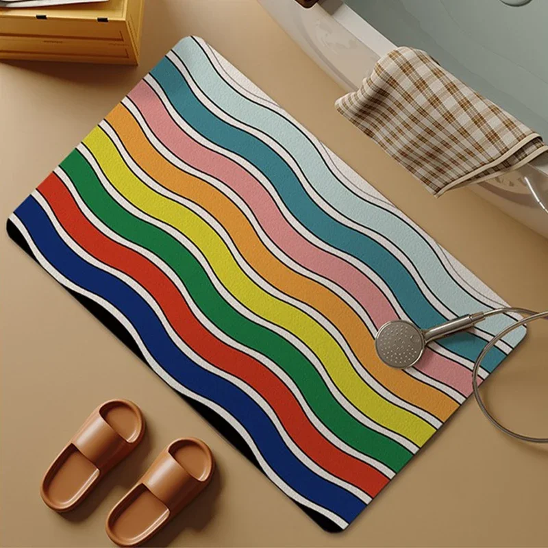 Bathroom Carpet Non-slip Floor Mat Absorbent Diatom Mud Carpet Toilet Shower Area Foot Mats Color Stripes Home Decoration Rug
Bathroom Carpet Non-slip Floor Mat Absorbent Diatom Mud Carpet Toilet Shower Area Foot Mats Color Stripes Home Decoration Rug