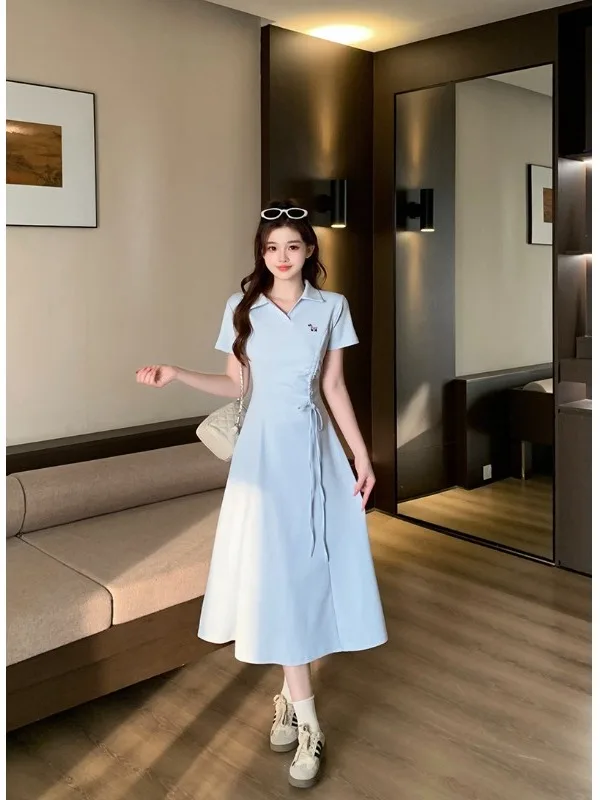 plus Size Embroidered Dress Summer New Style Knot Short Sleeve Turn-down Collar Waist-cinching Slimming Long Dress
plus Size Embroidered Dress Summer New Style Knot Short Sleeve Turn-down Collar Waist-cinching Slimming Long Dress