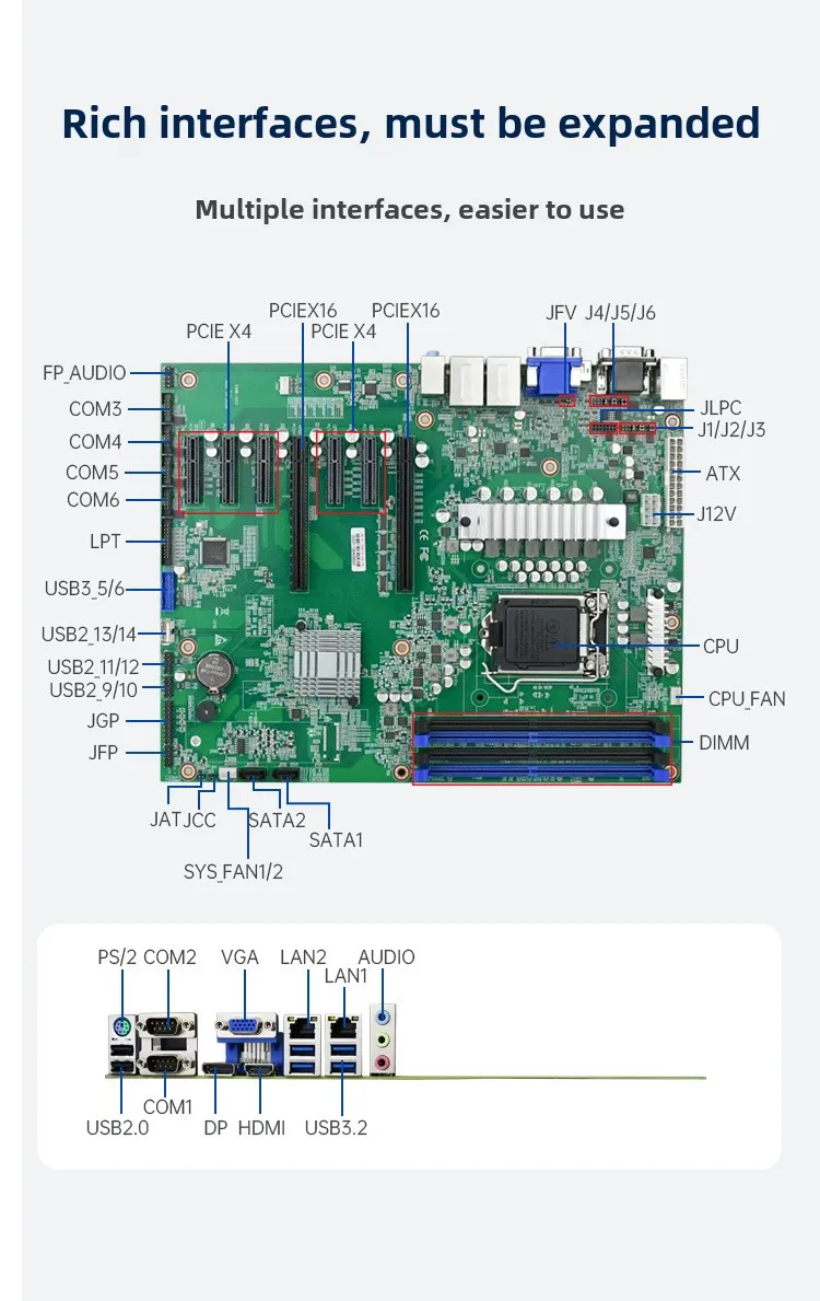 EAMB-1503 Материнская плата промышленного управления ATX плата 7PCIE подходит*порты C*ore 10/11 поколения
EAMB-1503 Материнская плата промышленного управления ATX плата 7PCIE подходит*порты C*ore 10/11 поколения