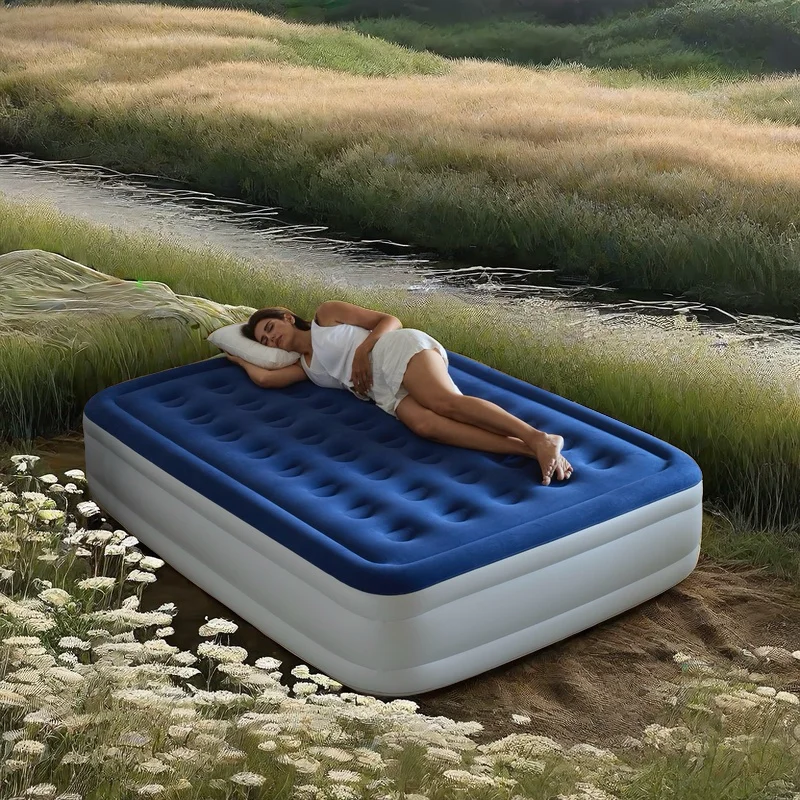 Large Inflatable Mattress with Built-In Pump, Inflatable Mattress with Soft Flocking Top, Leak-Proof Inflatable Mattress, Foldable Waterproof Inflatable Bed for Home, Guest, Camping, with Storage Bag
Large Inflatable Mattress with Built-In Pump, Inflatable Mattress with Soft Flocking Top, Leak-Proof Inflatable Mattress, Foldable Waterproof Inflatable Bed for Home, Guest, Camping, with Storage Bag