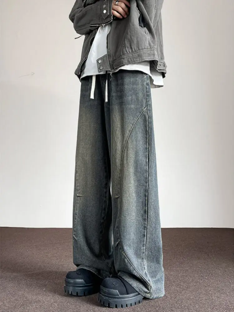 American Sle Wide Leg Jeans Men's Design Sense Splicing Clean Fit Pants Spring Autumn Straight Loose Wide Leg Pants
American Sle Wide Leg Jeans Men's Design Sense Splicing Clean Fit Pants Spring Autumn Straight Loose Wide Leg Pants