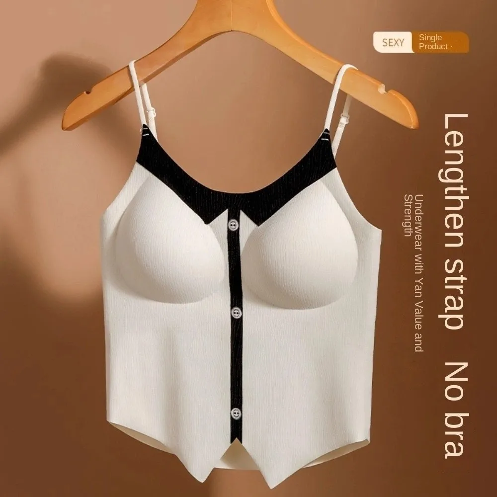 Non Trace Ice Silk Camisole With Chest Cushion Imitation Button Pattern Ice Silk Corset Sleeveless Tanks Crop Tops Spring Summer
Non Trace Ice Silk Camisole With Chest Cushion Imitation Button Pattern Ice Silk Corset Sleeveless Tanks Crop Tops Spring Summer