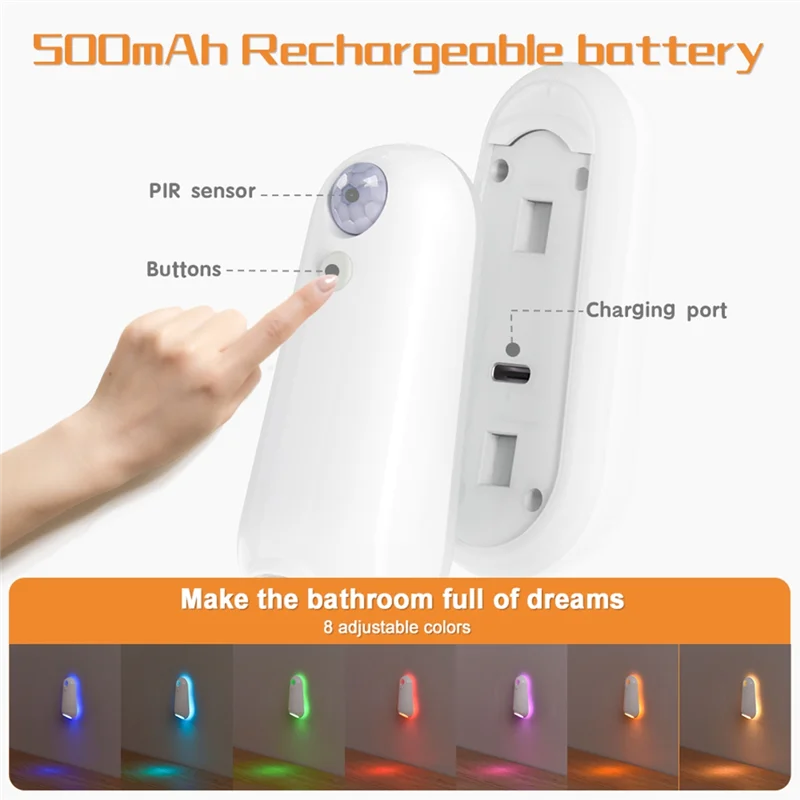 BYBS-LED Projector Toilet Lights Rechargeable Colorful Wall Lamp For Bathroom Corridor
BYBS-LED Projector Toilet Lights Rechargeable Colorful Wall Lamp For Bathroom Corridor