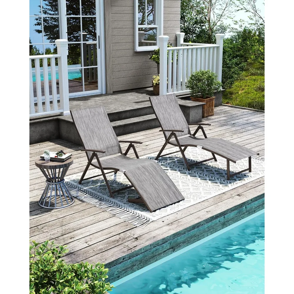 Outdoor Chaise Lounge Set of 2, Aluminum Pool Lounge Chairs with Adjustable Backrest & Footrest, Foldable Pool Loungers for Bea
Outdoor Chaise Lounge Set of 2, Aluminum Pool Lounge Chairs with Adjustable Backrest & Footrest, Foldable Pool Loungers for Bea