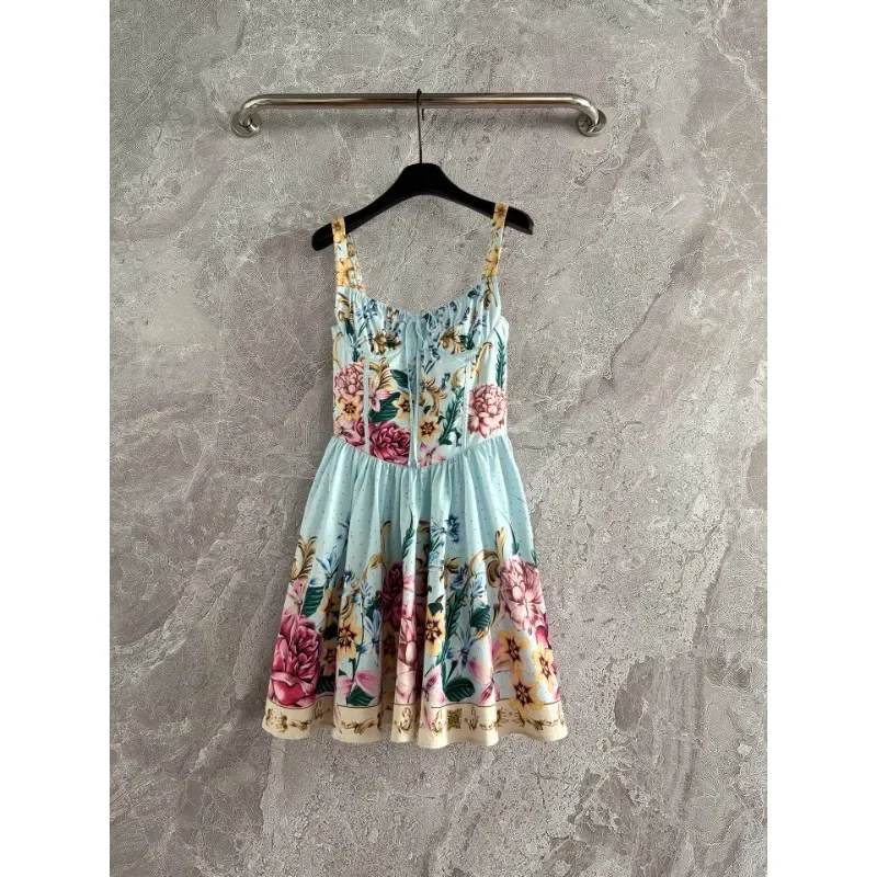 High Quality Blue Print Flowers Appliqued Halter Ruffles Irregular Hem Mini Dress 2025
High Quality Blue Print Flowers Appliqued Halter Ruffles Irregular Hem Mini Dress 2025