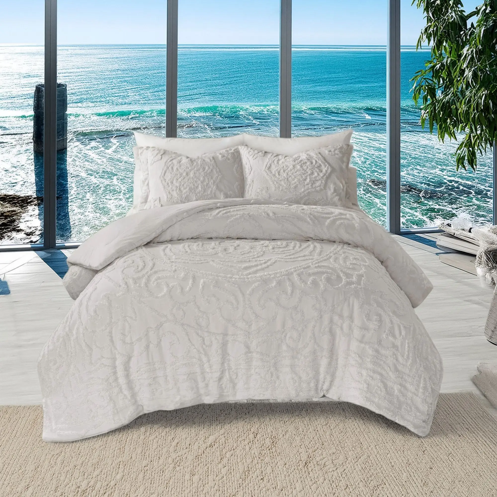 Available in Multiple Colors 2/3 Pieces Bohemian Tufted Cotton Chenille Comforter Set with Matching Shams, All-Season Down Alternative Bed Set, Fits Twin/Twin XL, Full/Queen, King/Cal King
Available in Multiple Colors 2/3 Pieces Bohemian Tufted Cotton Chenille Comforter Set with Matching Shams, All-Season Down Alternative Bed Set, Fits Twin/Twin XL, Full/Queen, King/Cal King