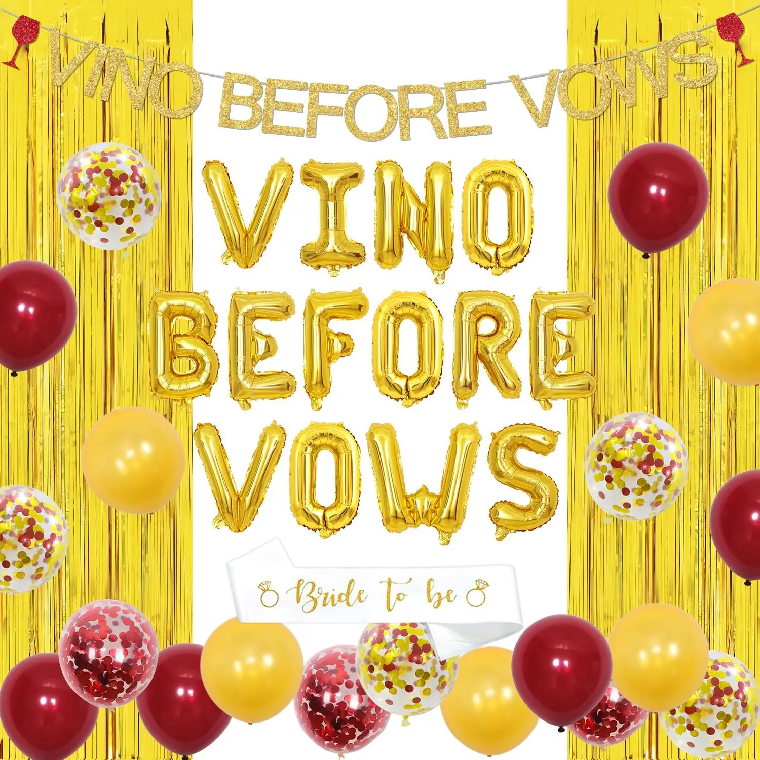 Joymemo Gold Vino Before Vows Bachelorette Party Decorations Wine Theme Banner Garland for Bridal Shower Party Decor Supplies
Joymemo Gold Vino Before Vows Bachelorette Party Decorations Wine Theme Banner Garland for Bridal Shower Party Decor Supplies