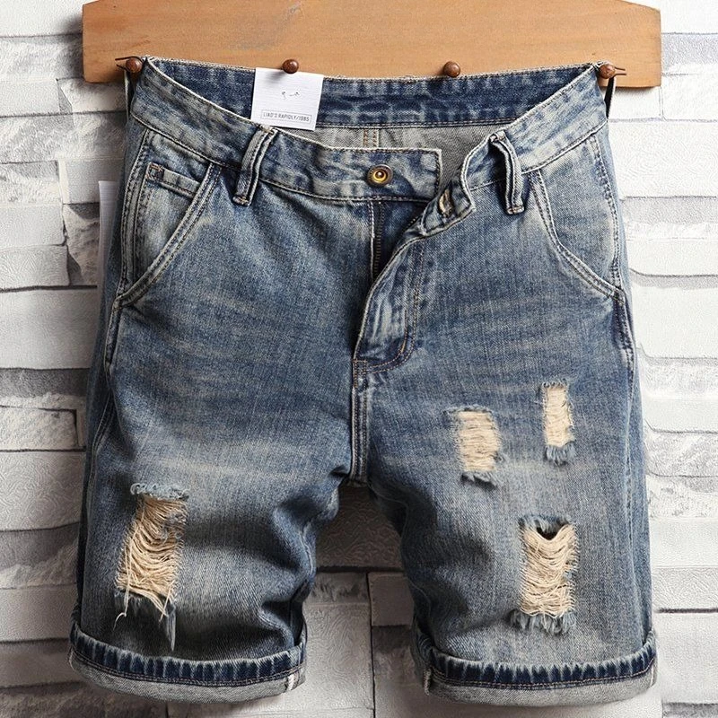 Ripped Blue Short Jeans Pants for Men Bermuda Loose Man Denim Shorts Vintage Distressed Retro Trend 2025 Summer Cowboy Cut Jorts
Ripped Blue Short Jeans Pants for Men Bermuda Loose Man Denim Shorts Vintage Distressed Retro Trend 2025 Summer Cowboy Cut Jorts