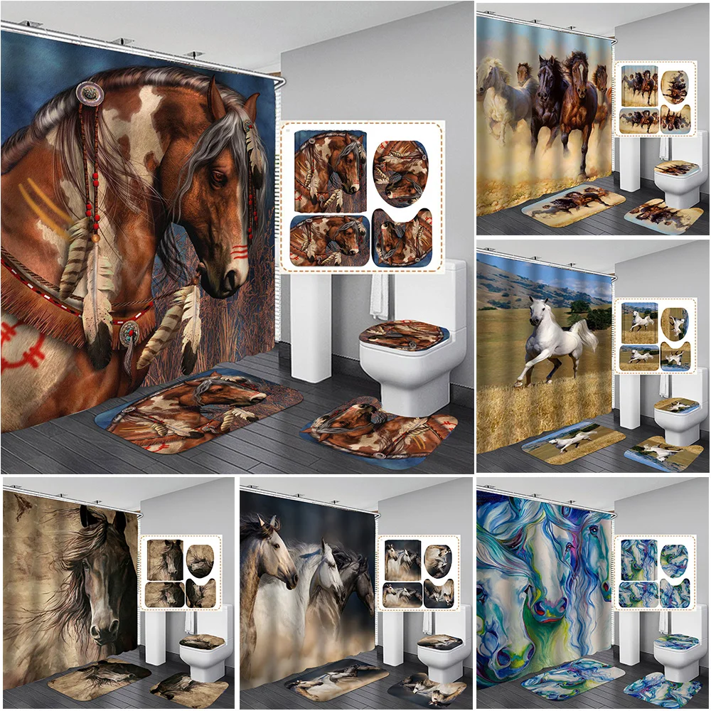 Horse Printed Shower Curtain Set Waterproof Bathroom Curtain with Hooks Bathroom Sets with Shower Curtain and Rugs Home Decor
Horse Printed Shower Curtain Set Waterproof Bathroom Curtain with Hooks Bathroom Sets with Shower Curtain and Rugs Home Decor