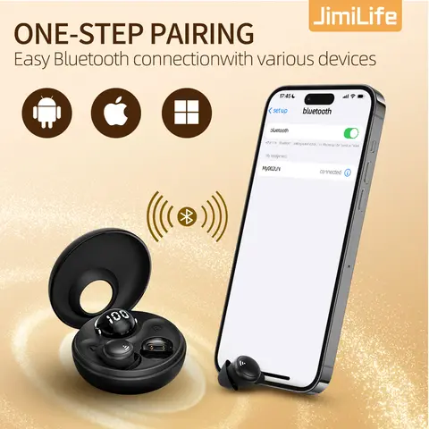Mini invisible wireless Bluetooth 5.4 sleep earphones with microphone noise reduction, waterproof, and long battery life