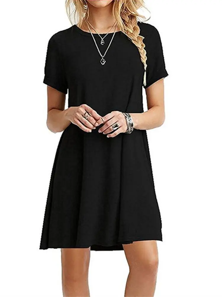 Summer Fashion Solid Color Women's Pajamas Round Neck Harajuku Street Loose Short-sleeved Dress Plus Size Women's Home Wear
Summer Fashion Solid Color Women's Pajamas Round Neck Harajuku Street Loose Short-sleeved Dress Plus Size Women's Home Wear