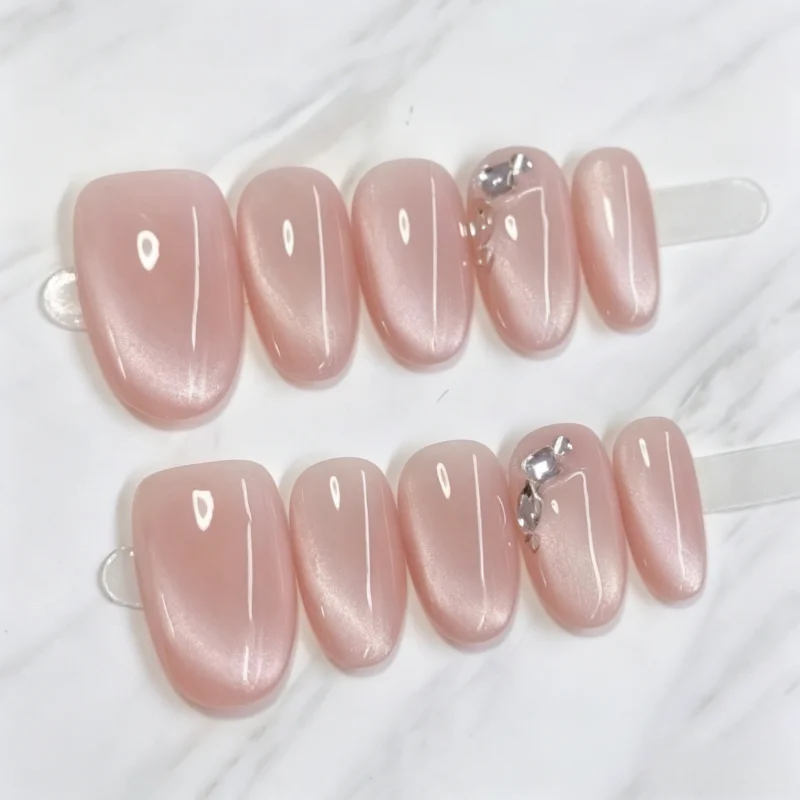 10Pcs Handmade Nails Sweet Nude Pink Cat-Eye Almond-Shaped Press-On Nails—High-Quality Nails Perfect As Gifts for Girls
10Pcs Handmade Nails Sweet Nude Pink Cat-Eye Almond-Shaped Press-On Nails—High-Quality Nails Perfect As Gifts for Girls