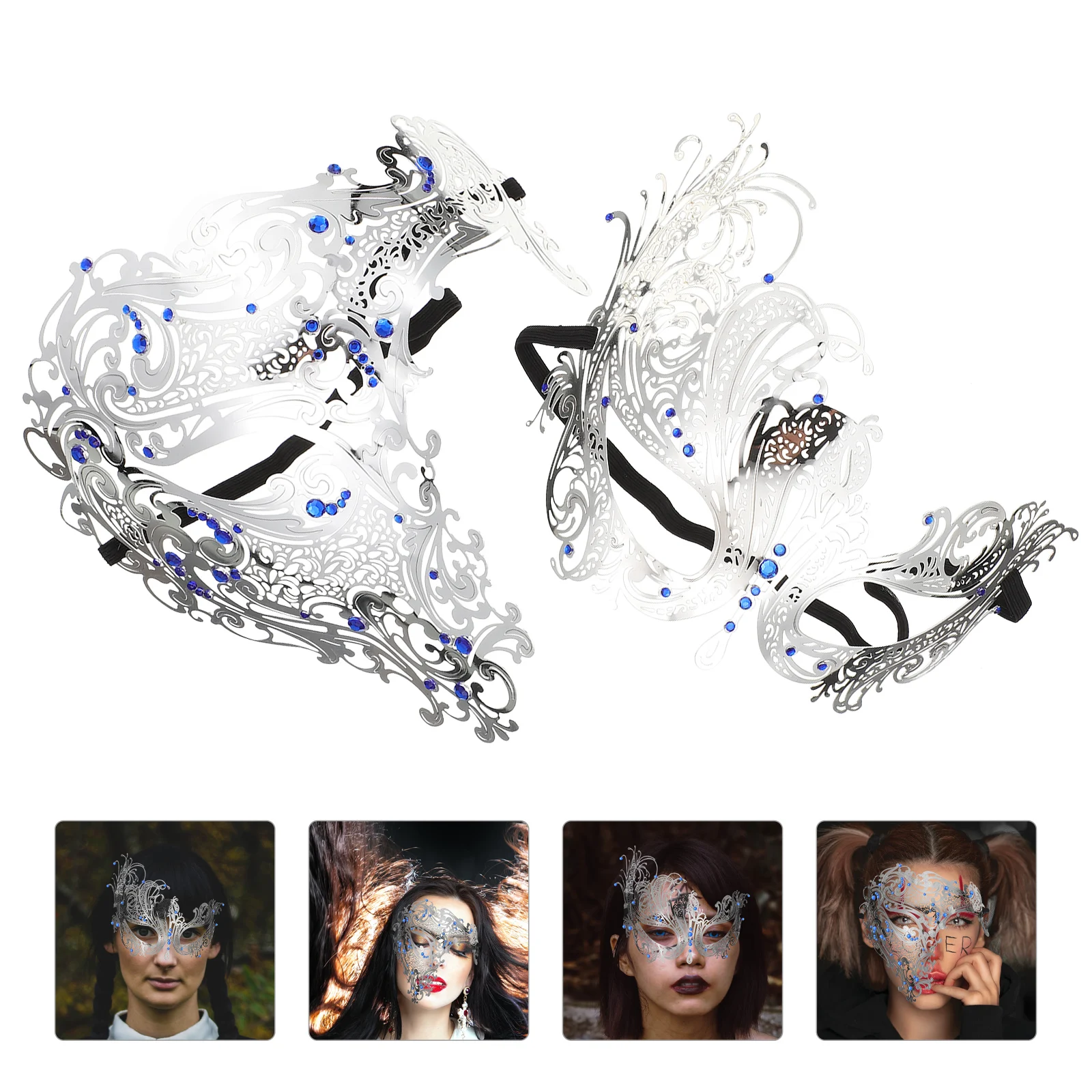 2Pcs Metal Masquerade Masks Rhinestone Party Mask Props Portable for Halloween Festival Supply
2Pcs Metal Masquerade Masks Rhinestone Party Mask Props Portable for Halloween Festival Supply