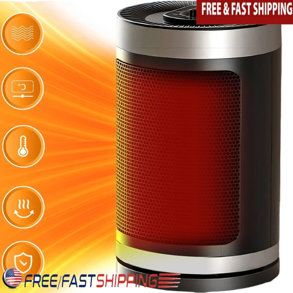 Портативный электрический обогреватель 900 Вт PTC керамический обогреватель для помещений с 3 настройками нагрева Быстрый нагрев Офис Спальня Дом 
Портативный электрический обогреватель 900 Вт PTC керамический обогреватель для помещений с 3 настройками нагрева Быстрый нагрев Офис Спальня Дом