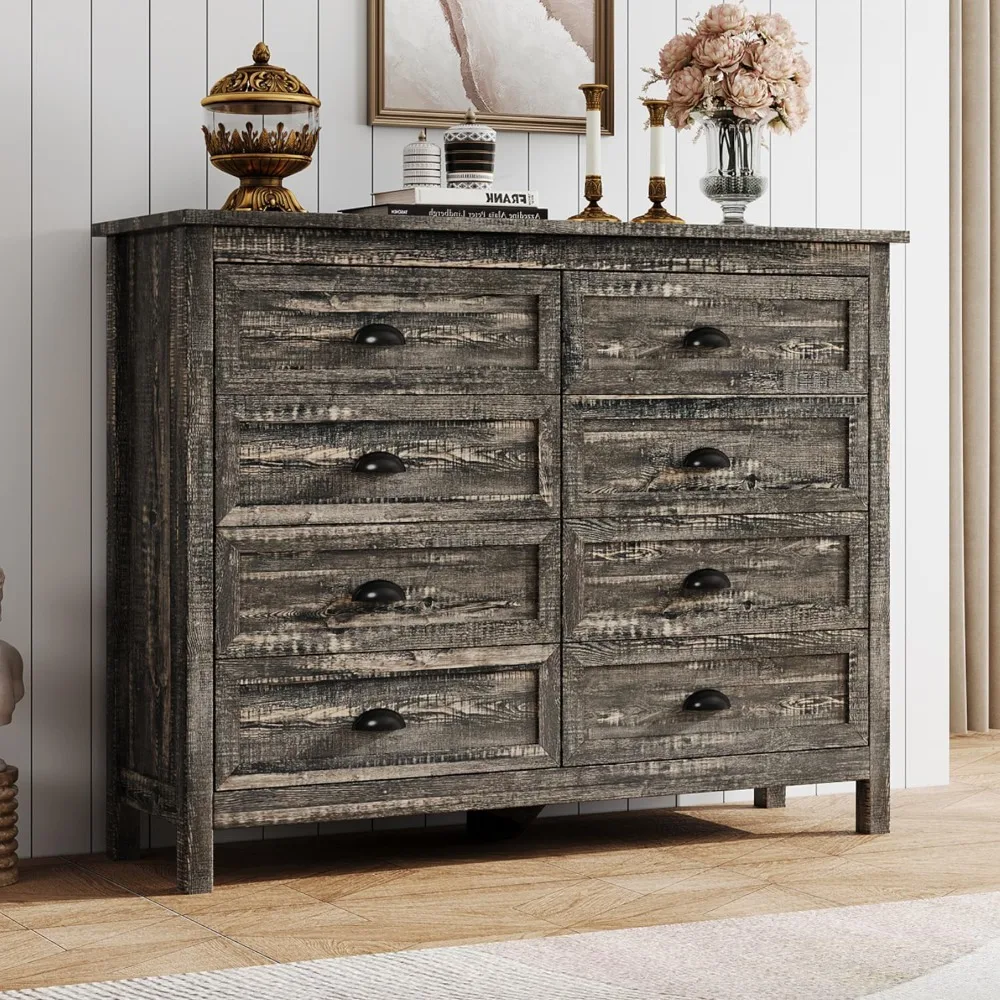 Rustic Dresser for Bedroom, Modern Farmhouse Wood Dresser with Vintage Black Antique Handle, Double Dresser and Chest
Rustic Dresser for Bedroom, Modern Farmhouse Wood Dresser with Vintage Black Antique Handle, Double Dresser and Chest