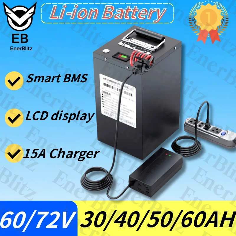 EB60V 72V 30AH 40AH 50AH 60AH Lithium Ion Battery Li-ion with BMS for 2000W 3500W Electric Motorcycle Sightseeing Car+Charger
EB60V 72V 30AH 40AH 50AH 60AH Lithium Ion Battery Li-ion with BMS for 2000W 3500W Electric Motorcycle Sightseeing Car+Charger