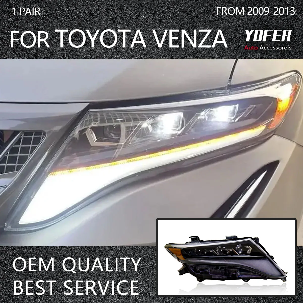 YOFER Car Lights For Toyota Venza Headlight 2009-2013 LED Head Lamps DRL Sequential Turn Signal Projector 3-lens Front Lights
YOFER Car Lights For Toyota Venza Headlight 2009-2013 LED Head Lamps DRL Sequential Turn Signal Projector 3-lens Front Lights