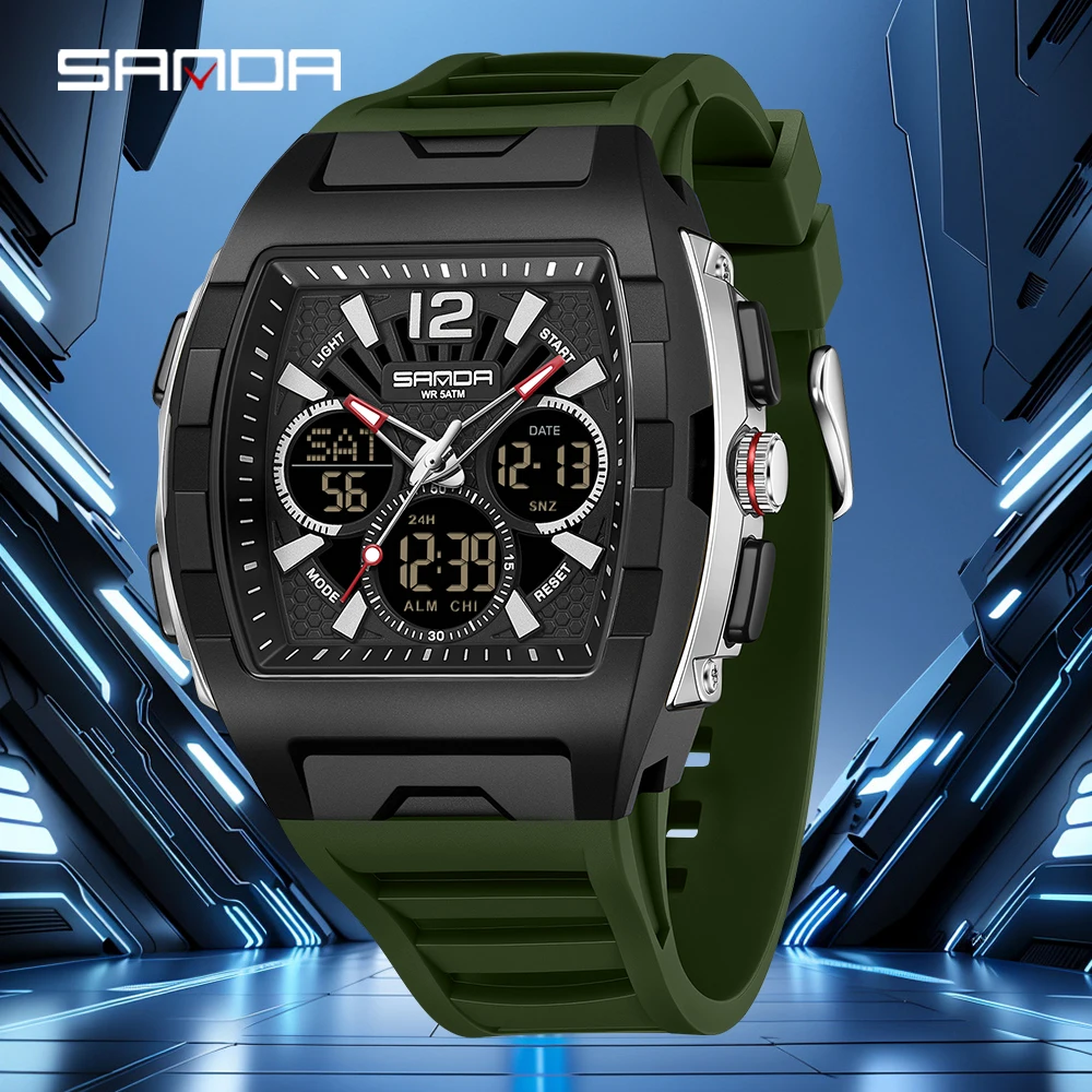 SANDA 3396 Watch Barrel Big Dial Sports LED Analog Digital Chronograph Military Wristwatch Dual Display Electronic
SANDA 3396 Watch Barrel Big Dial Sports LED Analog Digital Chronograph Military Wristwatch Dual Display Electronic