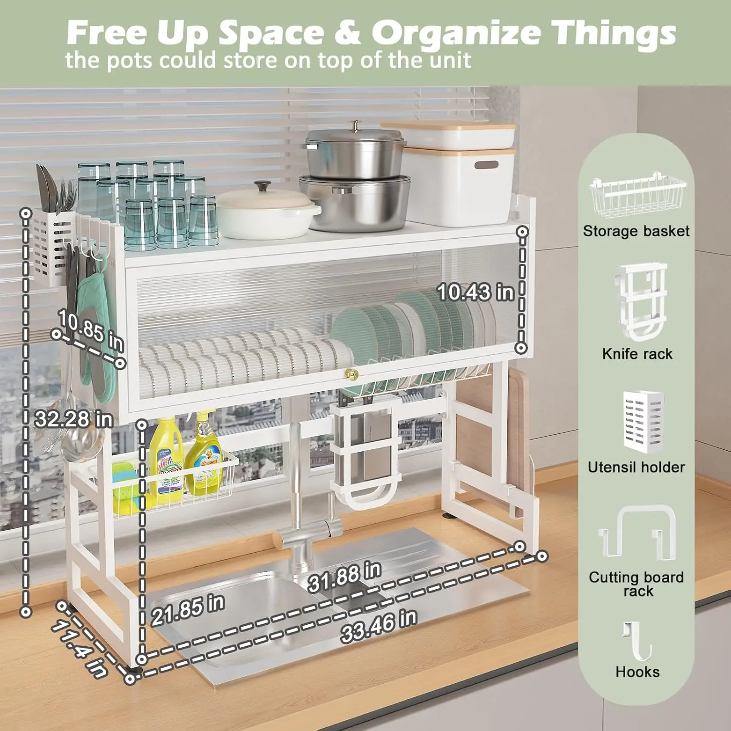 Dish Drying Rack, White Over The Sink Dish Drainer Drying Rack Dish Rack with Cover for Kitchen
Dish Drying Rack, White Over The Sink Dish Drainer Drying Rack Dish Rack with Cover for Kitchen