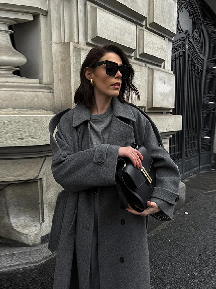 Belt Lapel Women's Long Coats Lace Up Buttons Grey Jackets Loose Straight High Street Tops Autumn New Fashion Outdoor Clothes
Belt Lapel Women's Long Coats Lace Up Buttons Grey Jackets Loose Straight High Street Tops Autumn New Fashion Outdoor Clothes