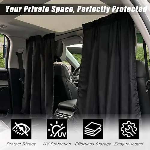 3-Pack Blackout Car Privacy Curtains For Front & Rear Seats, Side Window Shades With UV Protection And Easy Installation
3-Pack Blackout Car Privacy Curtains For Front & Rear Seats, Side Window Shades With UV Protection And Easy Installation