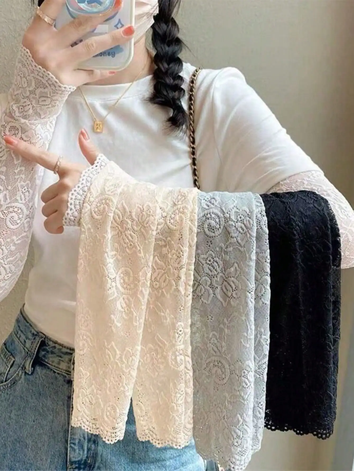 Elegant Lace Arm Sleeves For Women - Floral Embroidery UV Protection Sun Sleeves, Breathable Elastic Fingerless Gloves, Summer Fashion Accessories, Lightweight Knit Arm Warmers For Outdoor, Wedding, Party, Office, Casual Wear, Hand Wash Only
Elegant Lace Arm Sleeves For Women - Floral Embroidery UV Protection Sun Sleeves, Breathable Elastic Fingerless Gloves, Summer Fashion Accessories, Lightweight Knit Arm Warmers For Outdoor, Wedding, Party, Office, Casual Wear, Hand Wash Only