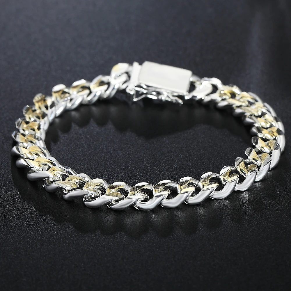 925 Sterling Silver Classic 10MM Chain Square Buckle Gold Bracelet for Women Man Wedding Party Gifts Fashion Temperament Jewelry
925 Sterling Silver Classic 10MM Chain Square Buckle Gold Bracelet for Women Man Wedding Party Gifts Fashion Temperament Jewelry