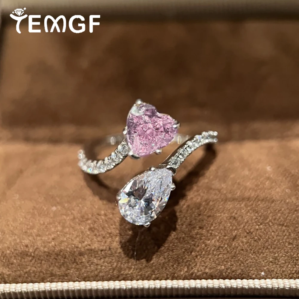 TEMGF Heart Cut Pear Cut Zircon Ring 925 Sterling Silver Opening Ring for Women Fine Wedding Jewelry Romantic Holiday Gifts
TEMGF Heart Cut Pear Cut Zircon Ring 925 Sterling Silver Opening Ring for Women Fine Wedding Jewelry Romantic Holiday Gifts